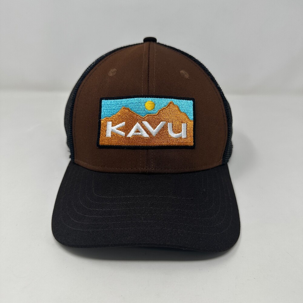 Kavu Hat Cap Men Snap Back Brown Solid Mountain Graphic Outdoor Adjustable